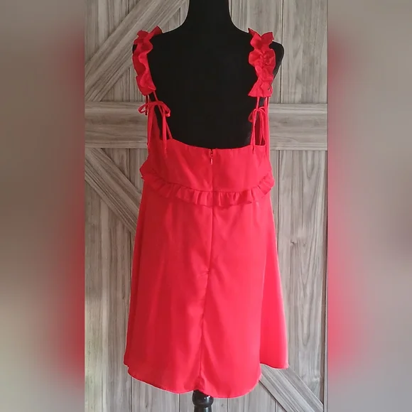 Wild Fable Red Dress with Rosette and Bow Accents - Picture 4 of 9